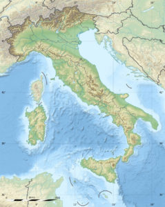 A relief map of Italy